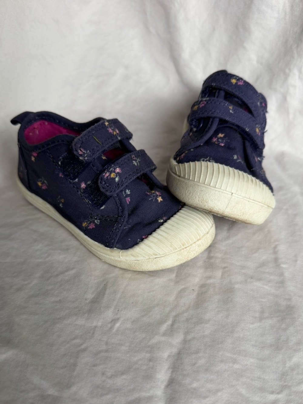 Toddler Navy Floral Velcro Canvas Sneakers